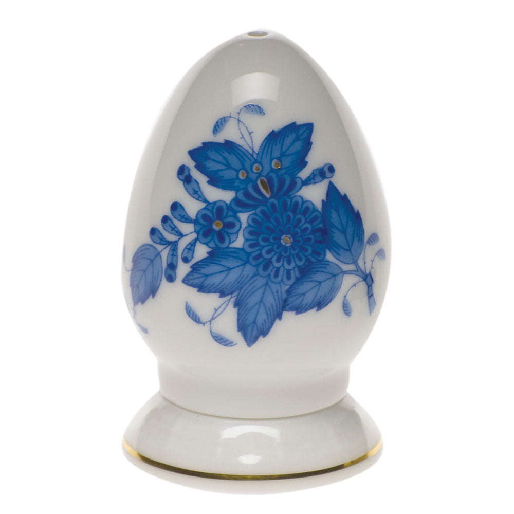 Hand-painted Herend Chinese Bouquet Blue Pepper Shaker Single Hole Salt & Pepper Shaker Set in fine porcelain, 2.5in H, on a white background