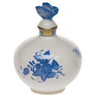 Hand-painted Herend Chinese Bouquet Blue Perfume with Butterfly Garnishment in fine porcelain, 4in W X 5in H, on a white background