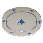 Hand-painted Herend Chinese Bouquet Blue Platter in fine porcelain, 17in L X 12.5in W, on a white background