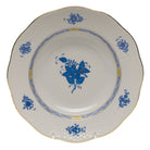 Hand-painted Herend Chinese Bouquet Blue Rim Soup Plate Soup Plates & Rimmed Soup Bowl in fine porcelain, 8in D, on a white background