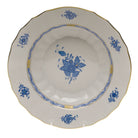 Hand-painted Herend Chinese Bouquet Blue Rim Soup Soup Plates & Rimmed Soup Bowl in fine porcelain, 9.5in D, on a white background