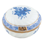 Hand-painted Herend Chinese Bouquet Blue Ring Box in fine porcelain, 2.75in D, on a white background