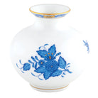 Hand-painted Herend Chinese Bouquet Blue Round Vase in fine porcelain, 4.5in H X 4.5in D, on a white background