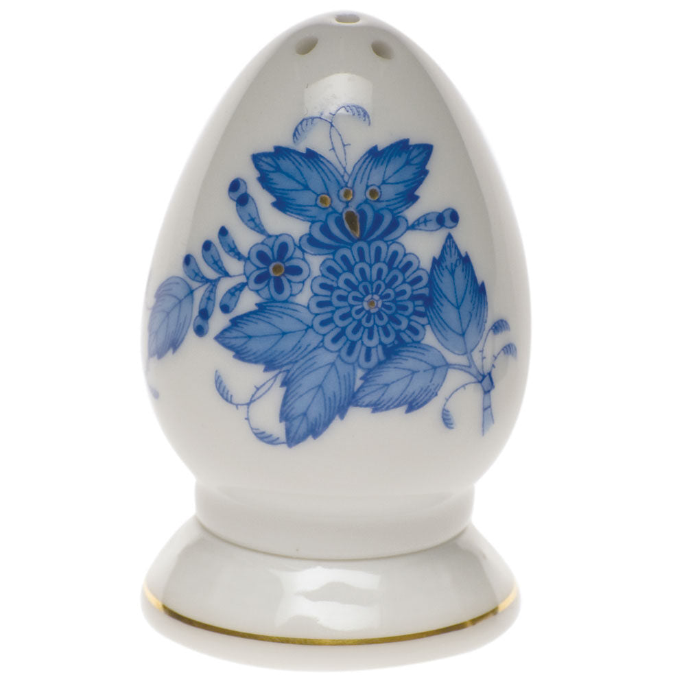 Hand-painted Herend Chinese Bouquet Blue Salt Shaker Multi Hole Salt & Pepper Shaker Set in fine porcelain, 2.5in H, on a white background