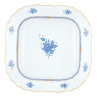 Hand-painted Herend Chinese Bouquet Blue Square Fruit Dish in fine porcelain, 11in SQ, on a white background