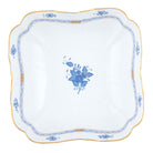 Hand-painted Herend Chinese Bouquet Blue Square Salad Bowl in fine porcelain, 10in SQ, on a white background