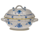 Hand-painted Herend Chinese Bouquet Blue Tureen with Branch in fine porcelain, (2 QT) 9.5in H, on a white background