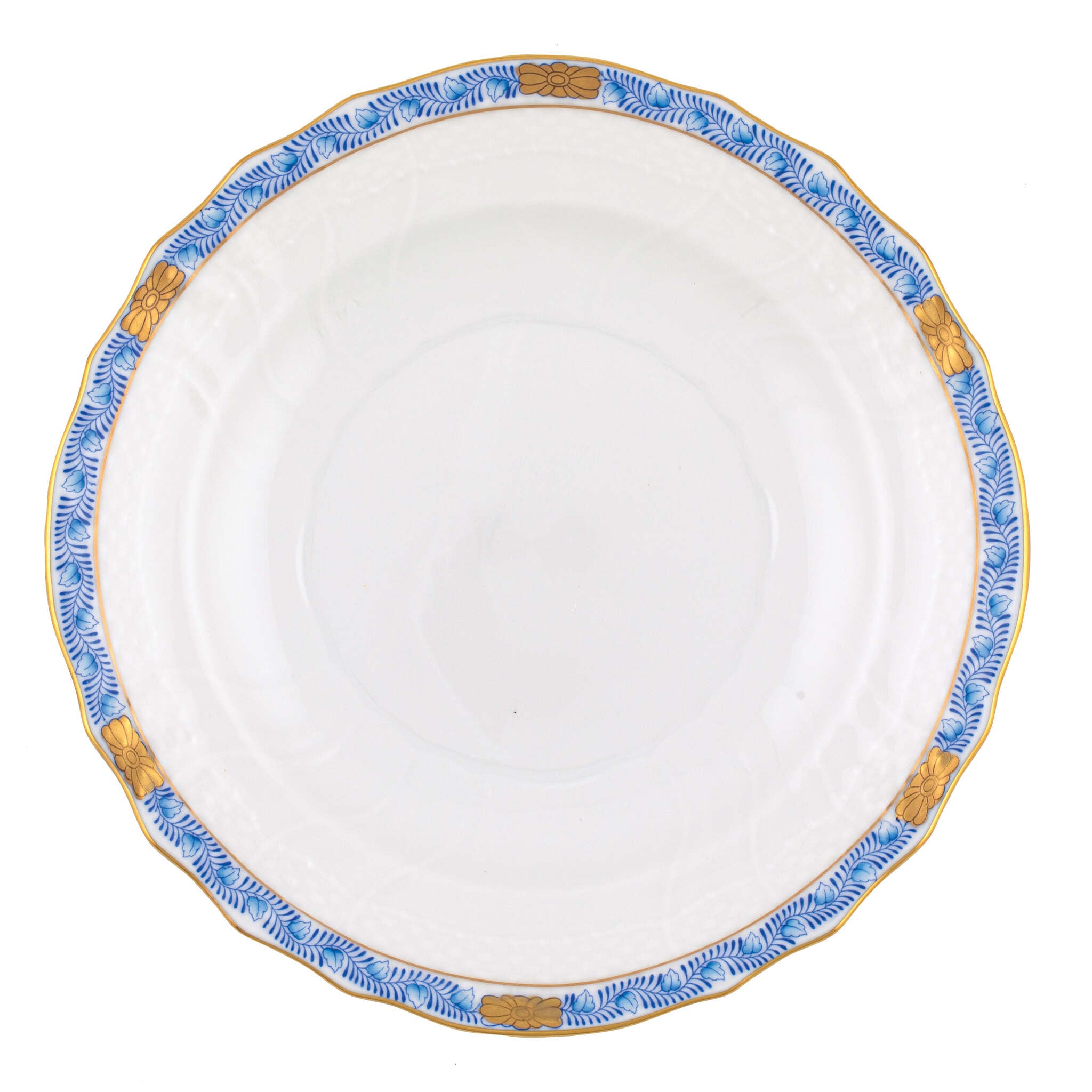 Hand-painted Herend Chinese Bouquet Garland Blue Salad Plate in fine porcelain, 7.5in D, on a white background