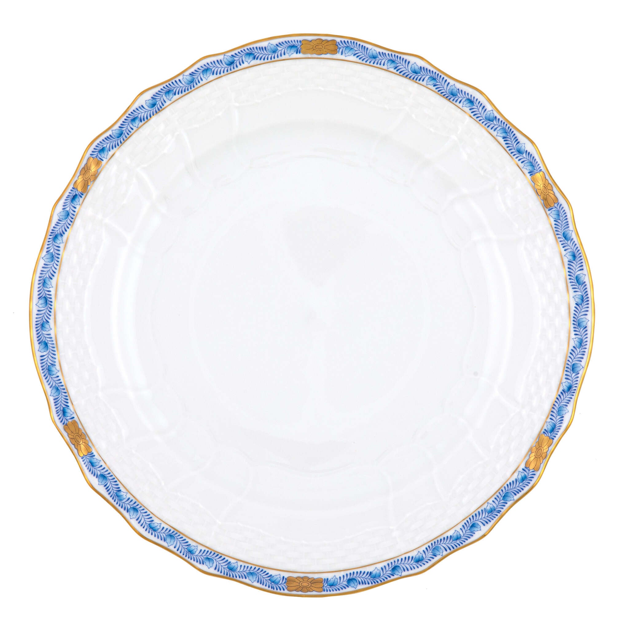 Hand-painted Herend Chinese Bouquet Garland Blue Service Plate in fine porcelain, 11in D, on a white background