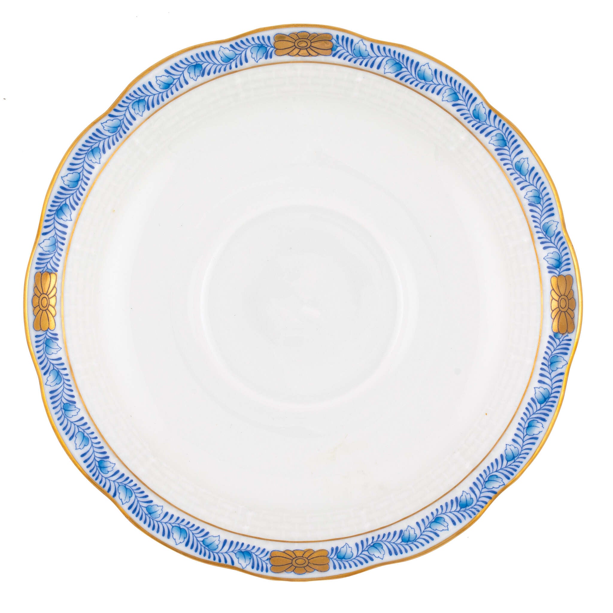 Hand-painted Herend Chinese Bouquet Garland Blue Tea Saucer Cup & Saucer Set in fine porcelain, 6in D, on a white background
