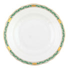 Hand-painted Herend Chinese Bouquet Garland Green Dessert Plate in fine porcelain, 8.25in D, on a white background
