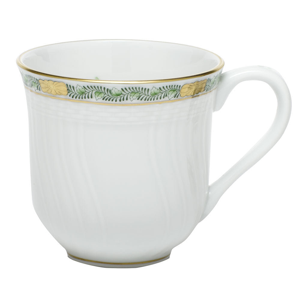 Hand-painted Herend Chinese Bouquet Garland Green Mug in fine porcelain, (10 OZ) 3.5in H, on a white background