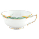 Hand-painted Herend Chinese Bouquet Garland Green Tea Cup Cup & Saucer Set in fine porcelain, on a white background