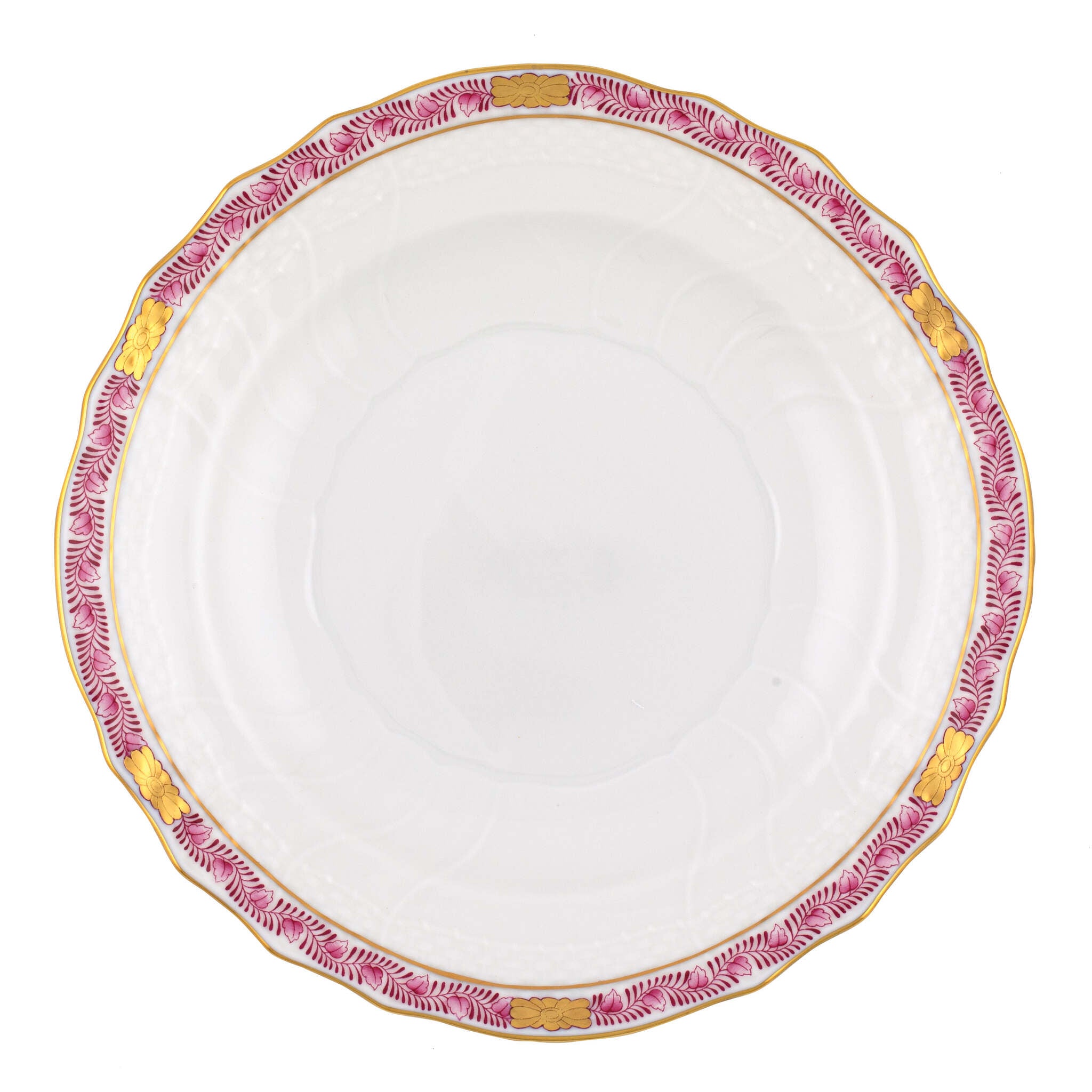 Hand-painted Herend Chinese Bouquet Garland Raspberry Salad Plate in fine porcelain, 7.5in D, on a white background