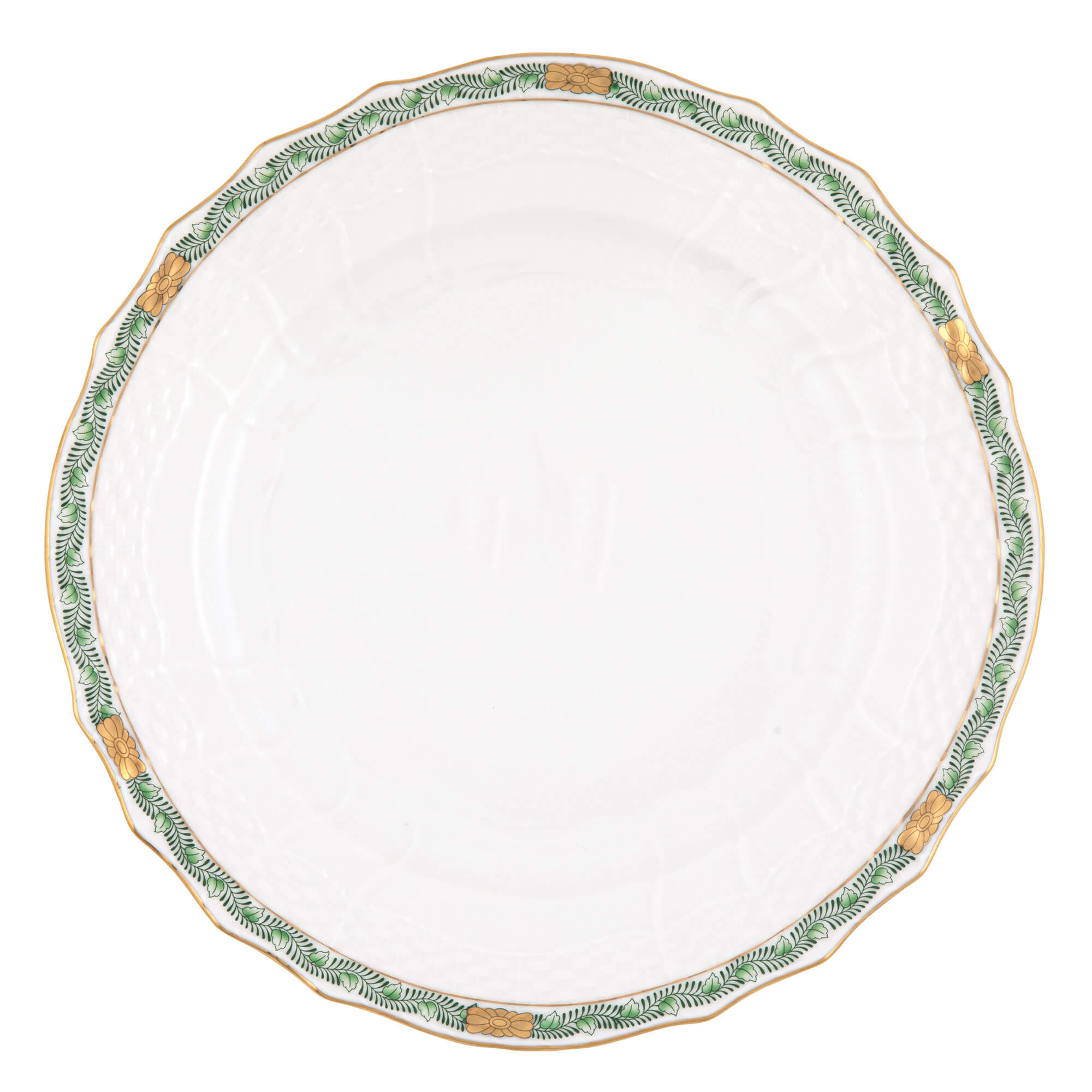Herend Chinese Bouquet Garland Service Plate in Green - Hand-painted Hungarian porcelain by Herend. Paris Tableware.