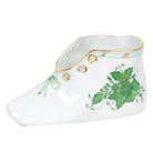 Hand-painted Herend Chinese Bouquet Green Baby Shoe Baby Keepsake in fine porcelain, 4.5in L X 2.75in H, on a white background