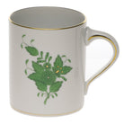 Hand-painted Herend Chinese Bouquet Green Coffee Mug in fine porcelain, (16 OZ) 4in H, on a white background