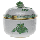 Herend Chinese Bouquet Green Covered Sugar with Rose Sugar Bowl, alternate view