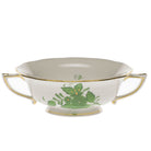 Hand-painted Herend Chinese Bouquet Green Cream Soup Cup Cream Soup Bowl in fine porcelain, on a white background