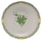 Hand-painted Herend Chinese Bouquet Green Cream Soup Stand Cream Soup Bowl in fine porcelain, 7.25in D, on a white background