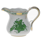 Hand-painted Herend Chinese Bouquet Green Creamer in fine porcelain, (4 OZ) 3.25in H, on a white background
