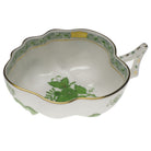 Hand-painted Herend Chinese Bouquet Green Deep Leaf Dish in fine porcelain, 1.5in H, on a white background