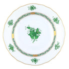 Hand-painted Herend Chinese Bouquet Green Dessert Plate in fine porcelain, 8.25in D, on a white background