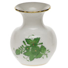 Hand-painted Herend Chinese Bouquet Green Medium Bud Vase with Lip in fine porcelain, 2.25in L X 2.25in W X 2.75in H, on a white background