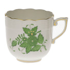 Hand-painted Herend Chinese Bouquet Green Mocha Cup in fine porcelain, on a white background