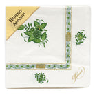 Hand-painted Herend Chinese Bouquet Green Paper Napkins Pack of 20 in fine porcelain, Individual Napkin 6.5in SQ, on a white background