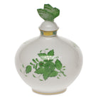 Hand-painted Herend Chinese Bouquet Green Perfume with Butterfly Garnishment in fine porcelain, 4in W X 5in H, on a white background