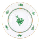 Hand-painted Herend Chinese Bouquet Green Rim Soup Soup Plates & Rimmed Soup Bowl in fine porcelain, 9.5in D, on a white background