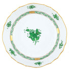 Hand-painted Herend Chinese Bouquet Green Scalloped Dinner Bowl in fine porcelain, 8in D X 2in H, on a white background