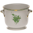 Hand-painted Herend Chinese Bouquet Green Small Cachepot in fine porcelain, 5.75in H X 6.5in D, on a white background