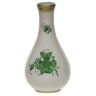 Hand-painted Herend Chinese Bouquet Green Vase in fine porcelain, 6.5in H, on a white background