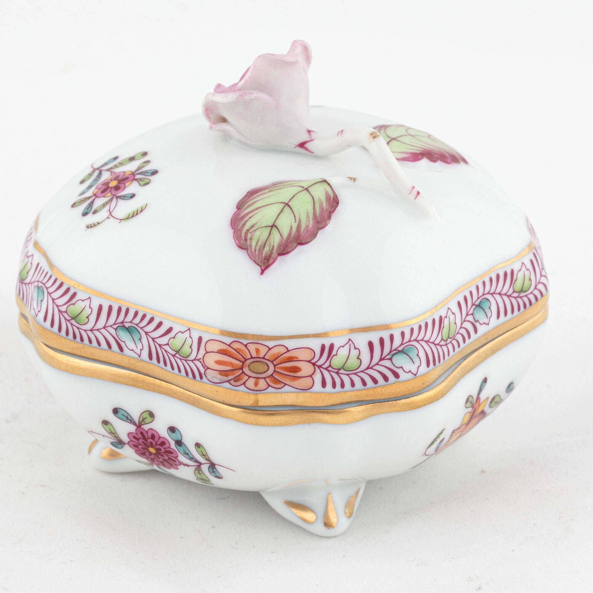 Herend Chinese Bouquet Multicolor Covered Bonbon with Rose Candy Dish — additional view