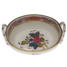 Hand-painted Herend Chinese Bouquet Multicolor Small Basket with Handles in fine porcelain, 2.75in L X 2.25in W, on a white background