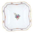 Hand-painted Herend Chinese Bouquet Multicolor Square Salad Bowl in fine porcelain, 10in SQ, on a white background
