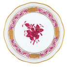 Hand-painted Herend Chinese Bouquet Raspberry Coaster in fine porcelain, 4in D, on a white background
