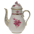 Hand-painted Herend Chinese Bouquet Raspberry Coffee Pot with Rose Coffeepot in fine porcelain, (36 OZ) 8.5in H, on a white background