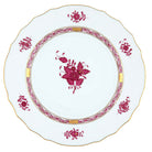 Hand-painted Herend Chinese Bouquet Raspberry Dinner Plate in fine porcelain, 10.5in D, on a white background