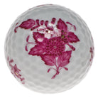 Hand-painted Herend Chinese Bouquet Raspberry Golf Ball Paperweight in fine porcelain, 1.75in D, on a white background