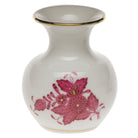 Hand-painted Herend Chinese Bouquet Raspberry Medium Bud Vase with Lip in fine porcelain, 2.25in L X 2.25in W X 2.75in H, on a white background