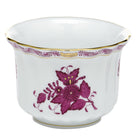 Hand-painted Herend Chinese Bouquet Raspberry Mini Cachepot in fine porcelain, 4.5in L X 4.5in H, on a white background