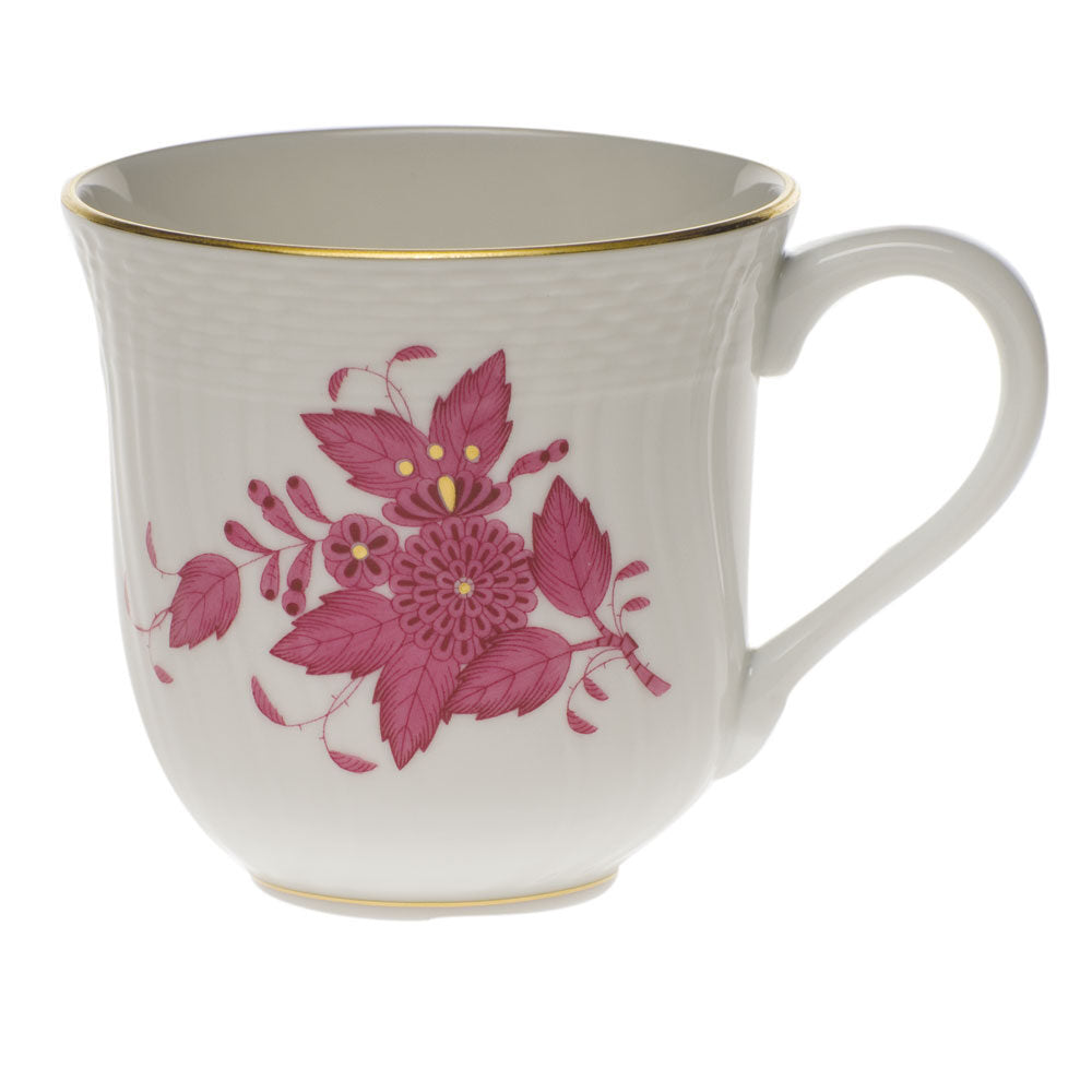 Hand-painted Herend Chinese Bouquet Raspberry Mug in fine porcelain, (10 OZ) 3.5in H, on a white background