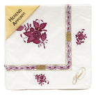 Hand-painted Herend Chinese Bouquet Raspberry Paper Napkins Pack of 20 in fine porcelain, Individual Napkin 6.5in SQ, on a white background