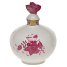 Hand-painted Herend Chinese Bouquet Raspberry Perfume with Butterfly Garnishment in fine porcelain, 4in W X 5in H, on a white background