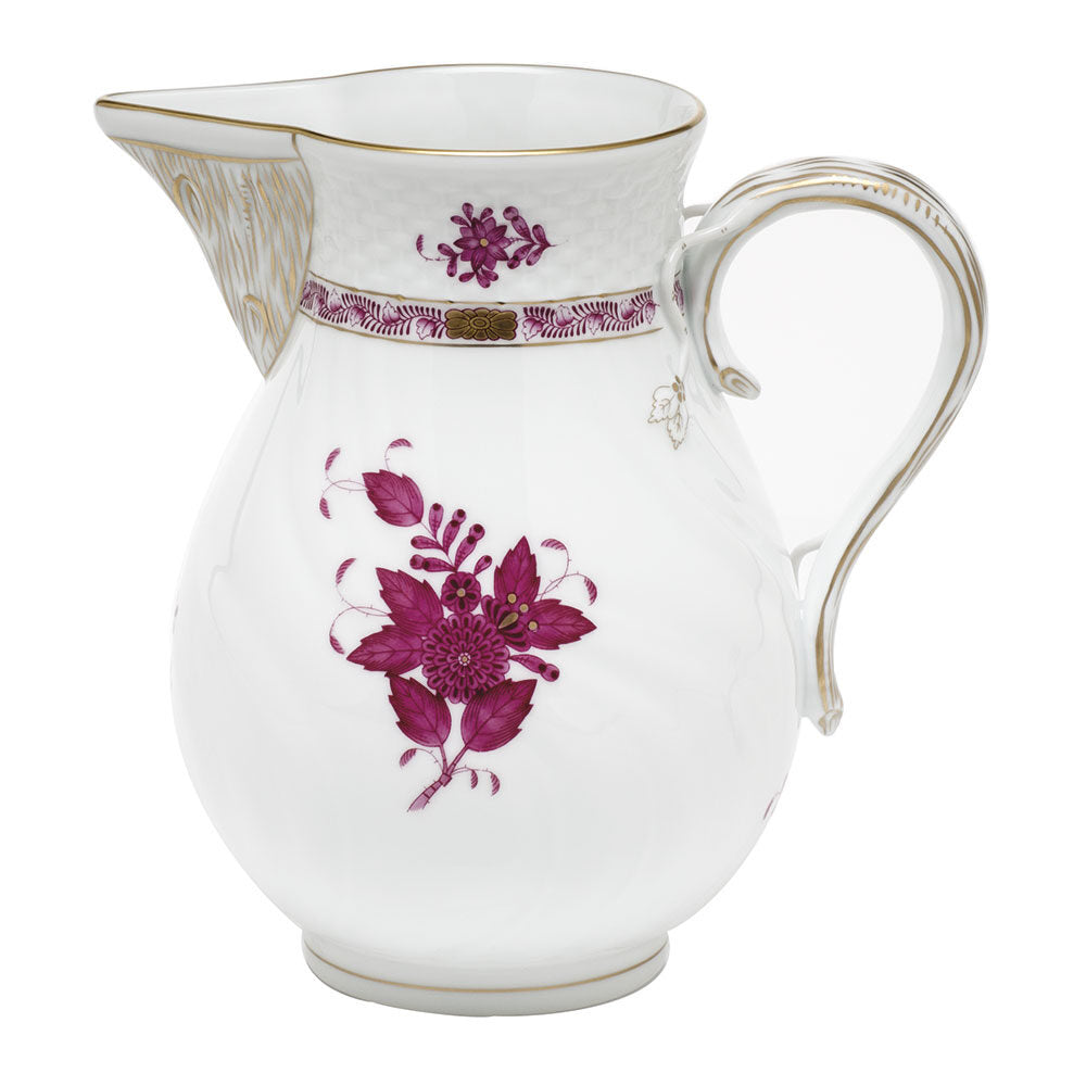 Hand-painted Herend Chinese Bouquet Raspberry Pitcher in fine porcelain, (60 OZ) 7.75in H, on a white background