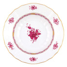 Hand-painted Herend Chinese Bouquet Raspberry Rim Soup Soup Plates & Rimmed Soup Bowl in fine porcelain, 9.5in D, on a white background