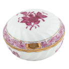 Hand-painted Herend Chinese Bouquet Raspberry Ring Box in fine porcelain, 2.75in D, on a white background